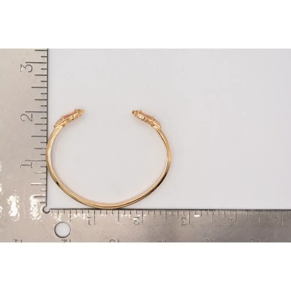 Kendra Scott Cabochon Cuff Bracelet Clear Iridescent Rose Gold Signed Bin5